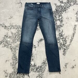 MOTHER Looker Ankle Fray Jeans Repeating Love Wash Size 25 Made in USA